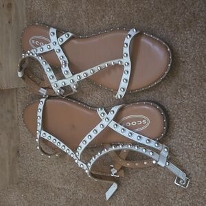 Scoop NYC White Studded Gladiator Sandals